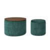 Classic Style 2 Piece Round Chenille Storage Ottoman Set With Drum Shaped Stool, Desktop - Dark Green - Image 15