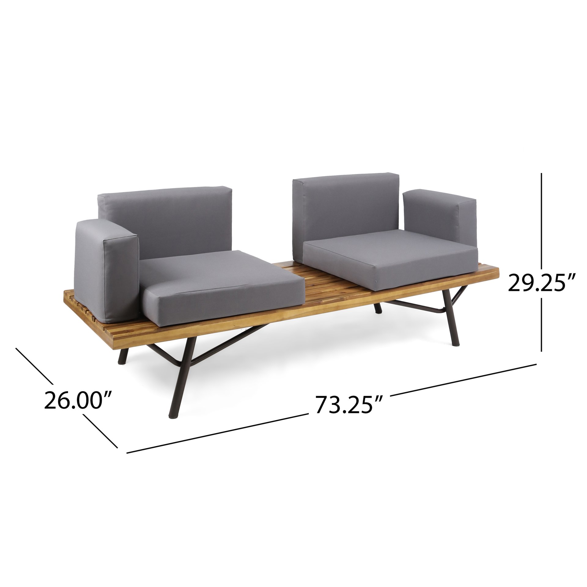 Outdoor Sofa With Cushions And Iron Legs - Dark Gray - Image 3