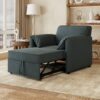 Convertible Pull Out Sofa Bed, 3 In 1 Convertible Sleeper Chair Adjustable Backrest With Thicked Cushions, Multi - Functional Linen Armchair For Living Room, Bedroom, Apartment, Office - Gray - Image 2