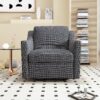 360 Degree Swivel Armchair Cotton Linen Skin - Friendly Fabric Ergonomic Design Brass Nail Decorative Armchair Living Room Chairs Bedroom Chairs Living Room Chairs Black Legs Suitable For Indoor Homes - Dark Gray - Image 3