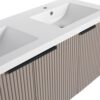 Contemporary 48" Wall Mounted Bathroom Vanity With Resin Double Sink & Soft Close Doors - Khaki - Image 14