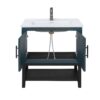 Modern Freestanding Bathroom Vanity With White Ceramic Sink, Hot And Cold Faucet, 2 Door Cabinet & Open Iron Shelf, Magnesium Oxide Frame - Blue - Image 12