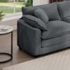 Classic Modern Deep Seat Sofa With Footstool And Pillow Corduroy Living Room & Bedroom - Gray - Image 16