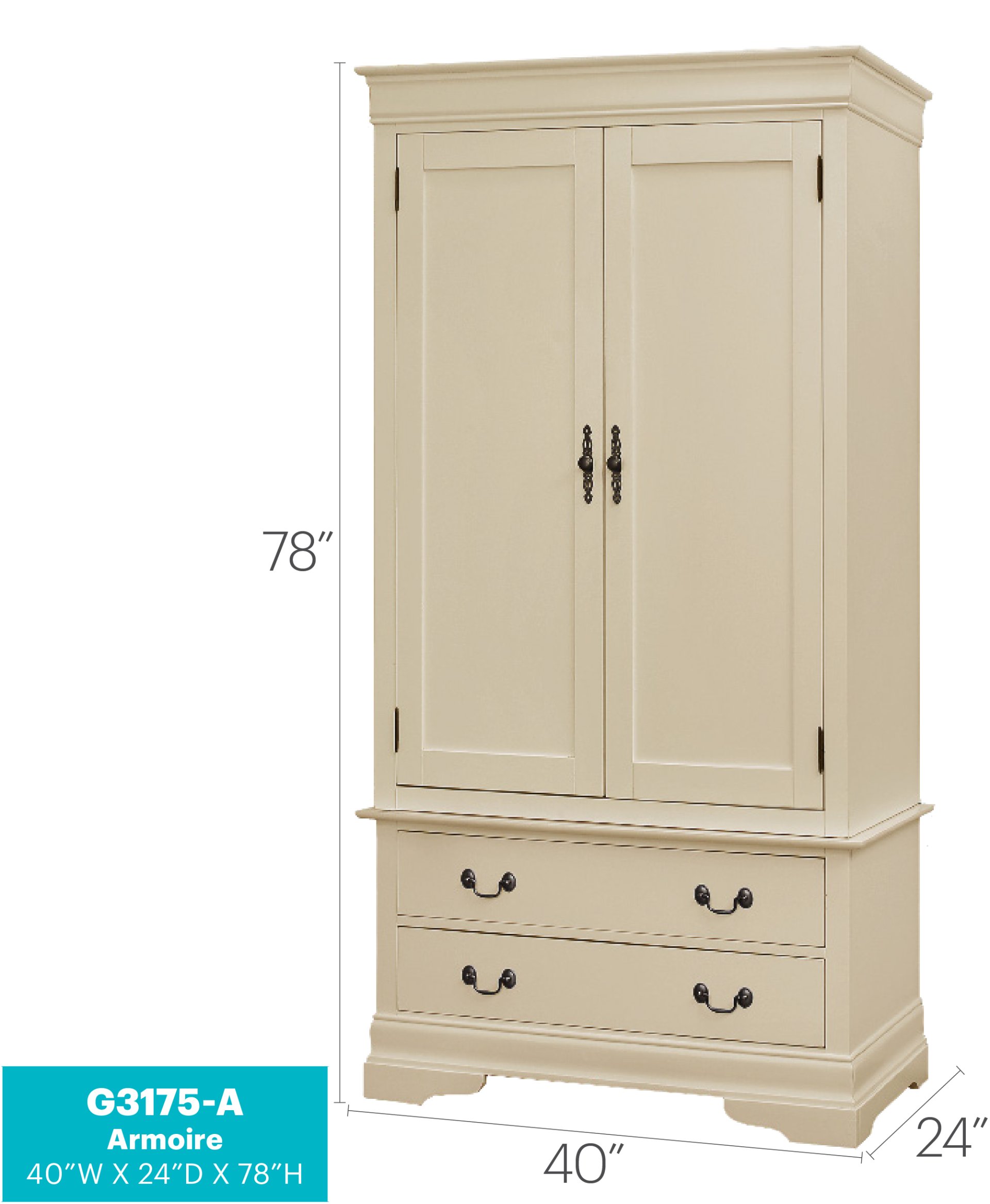 Elegant Traditional Armoire - Beige - Image 3