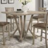 Modern Farmhouse Square Counter Table Solid Wood Rubberwood Antique Finishing Rustic Look Distressed Look Wire Brushed For 4 Seaters - Grayish Brown - Image 2