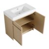 Modern Freestanding Bathroom Vanity, White Resin Sink & Soft Close Cabinet Doors - Oak - Image 13