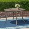 Hermosa - Outdoor Acacia Wood Table With Teak - Gray - Image 4