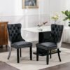Nikki - Modern, High-End Tufted Solid Wood Contemporary And Velvet Upholstered Dining Chair With Wood Legs Nailhead Trim (Set of 2) - Black / Gray - Image 13