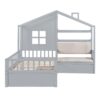 Twin Size House Bed With Sofa, Kids Platform Bed With 2 Drawers And Storage Shelf - Gray - Image 3