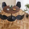 Tulip Table Mid-Century Dining Table For 4 - 6 People With Round MDF Table Top, Pedestal Dining Table, End Table Leisure Coffee Table - Walnut - Image 4