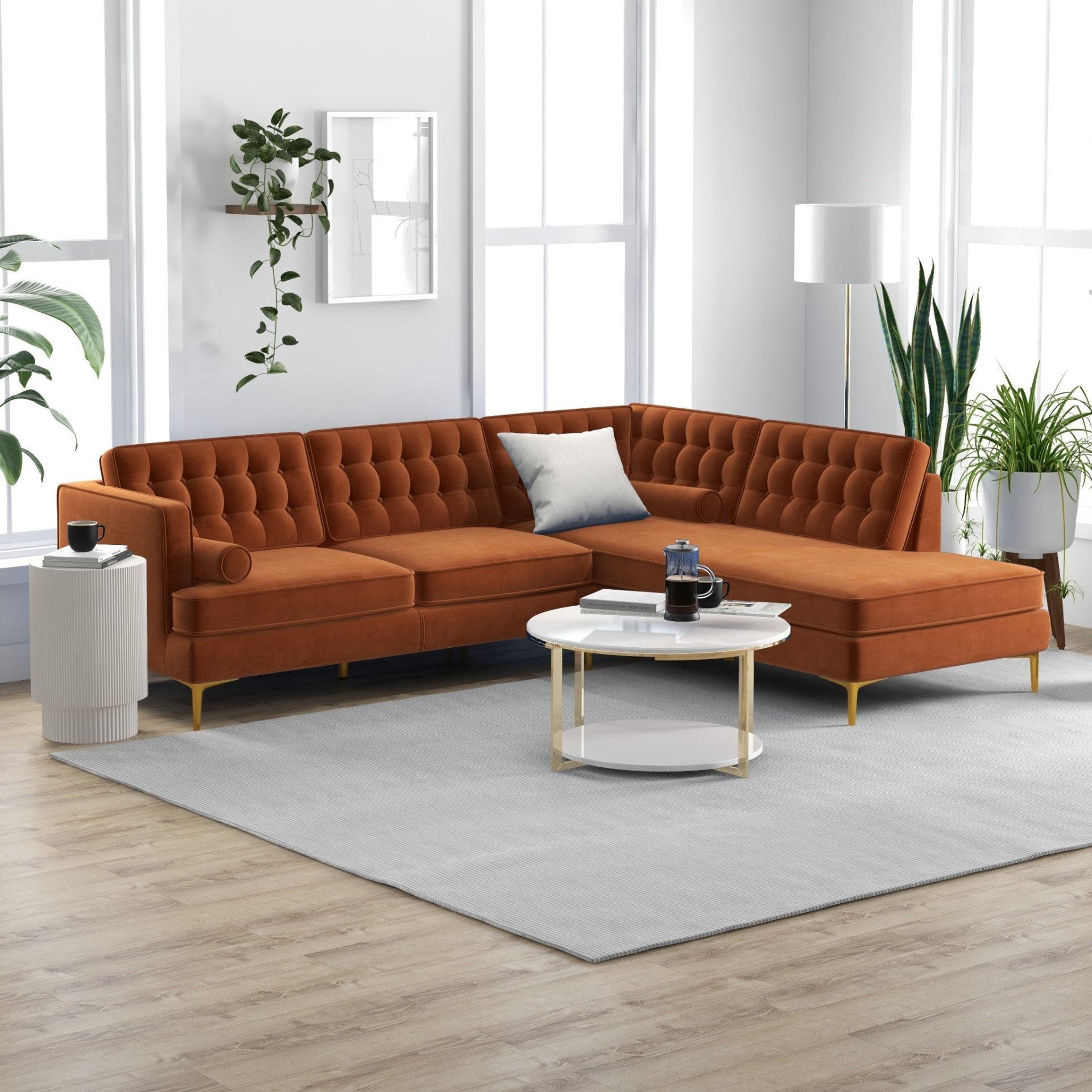 Brooke - Sectional Sofa Right Facing - Orange - Image 2