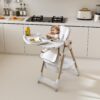 Adjustable Baby High Chair 0 - 6 Years, Portable Infant Feeding Seat With Safety Belt, Silent Lockable Wheels - White - Image 9