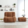 Modern Indoor Fluffy Bean Bag Chair With Memory Foam And Ottoman Super Soft Velvet - Brown - Image 7