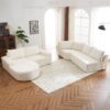 Oversized Modular Sofa Cloud Sectional Sofa Set Upholstered Couches U - Shaped Sofa With Deep Seat For Living Room - Beige - Image 13
