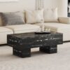 Modern Simple Marble Texture Coffee Table Stylish And Practical Design - Black - Image 2