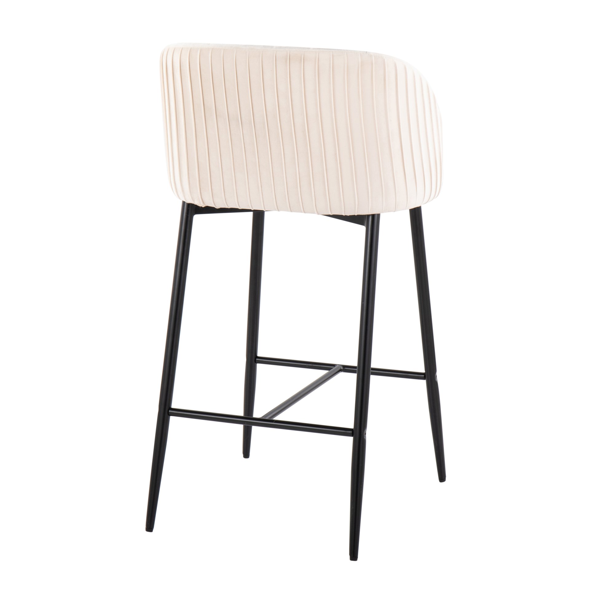 Fran - Pleated Contemporary Fixed Height Counter Stool (Set of 2) - Black / White - Image 4