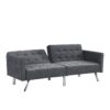 Futon Sofa Bed Convertible Folding Lounge Couch, Armrests - Dark Gray - Image 7