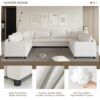 Modular Sectional Reversible U Shaped Couch Set, Free Combination Minimalist Style, Oversized 8 Seat Convertible Sofa - Cream - Image 16