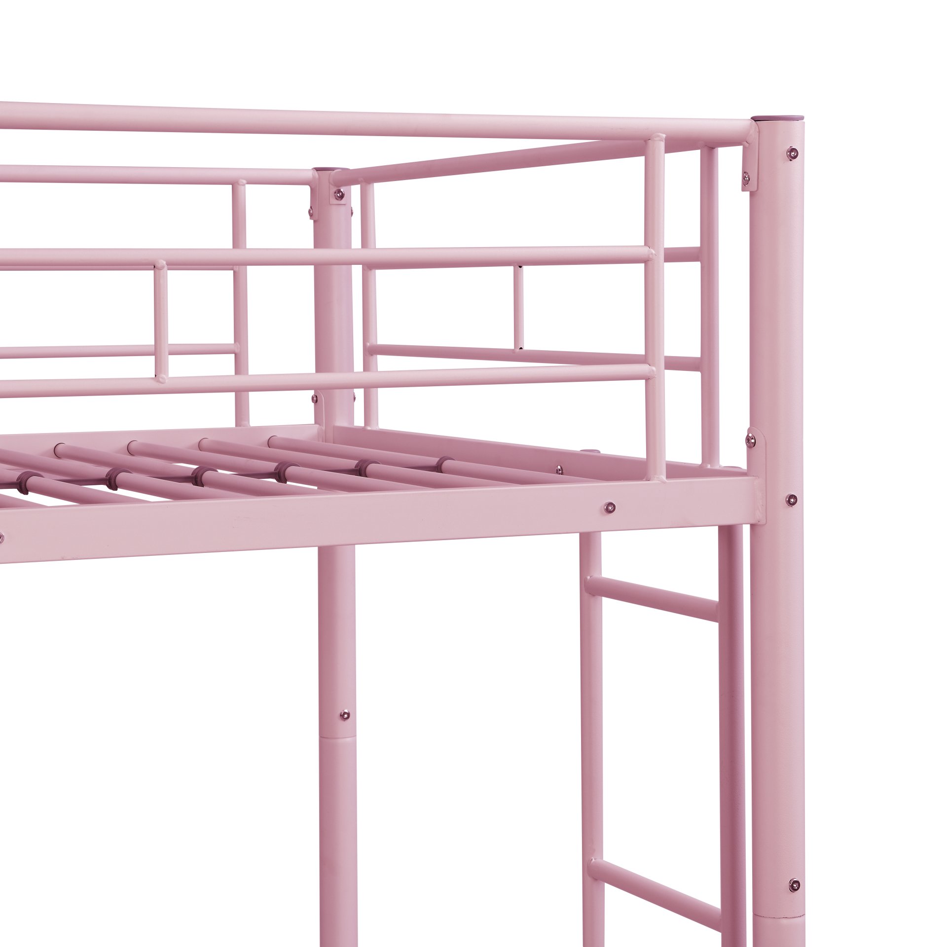 Modern Metal Bunk Bed With Trundle, Durable Steel, Twin Over Twin - Pink - Image 13