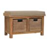 Rattan Basket Linen Bench - Brown - Image 2