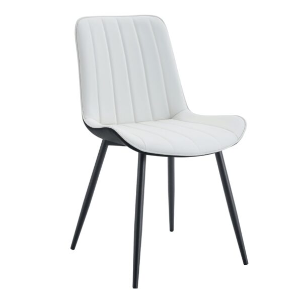 Modern Style Extended Seat Cushion Dining Chair Set, Splicing 4 Pieces - White / Black