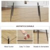 Modern Rectangular Glass Dining Table For 4 - 6 People With Tempered Glass Top And Metal Legs, Writing Desk For Kitchen, Dining Room And Living Room - Transparent - Image 7