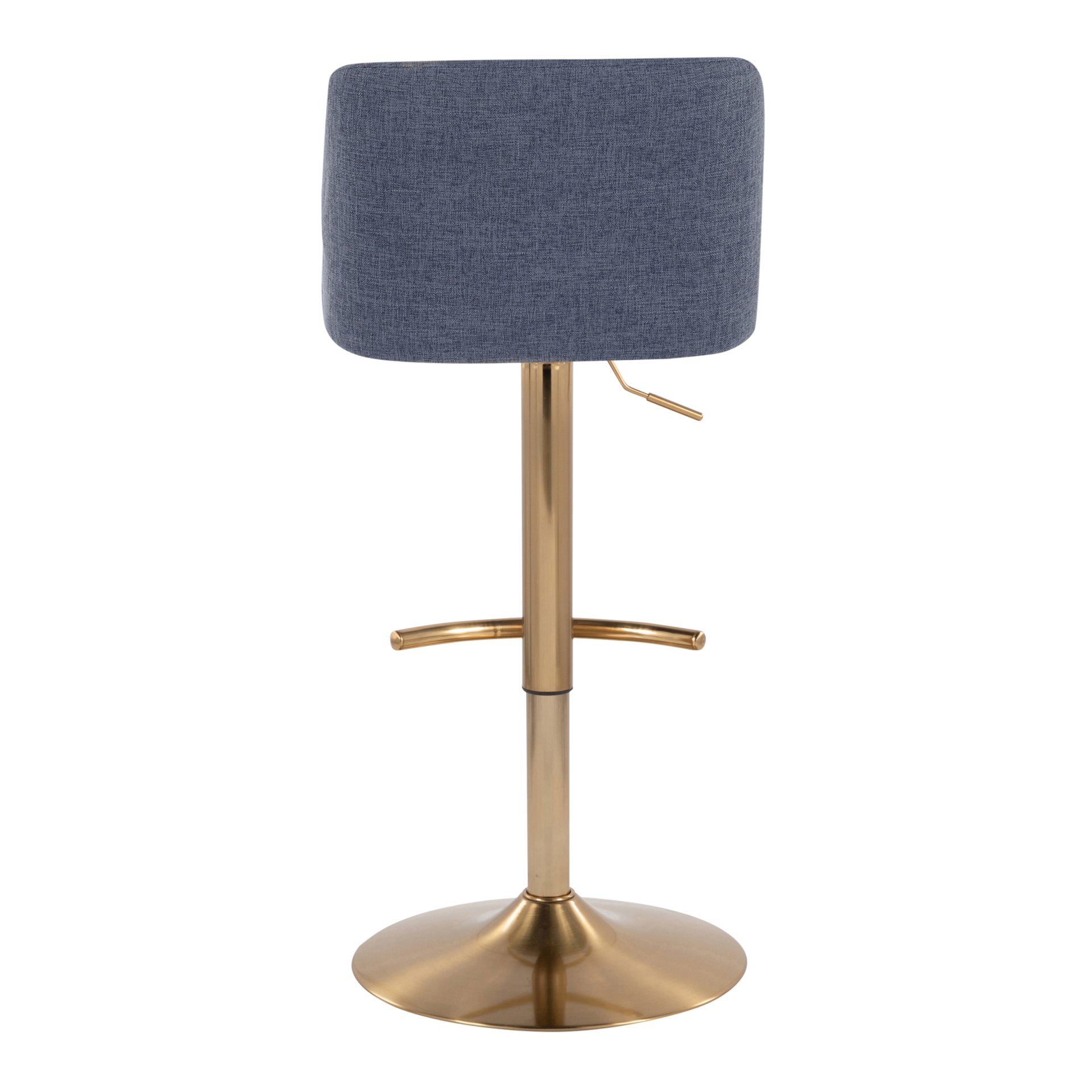 Toriano - Contemporary Adjustable Barstool With Swivel With Rounded T Footrest (Set of 2) - Blue / Gold - Image 5