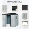 8 Ft X 6 Ft Outdoor Metal Storage Shed With Window And Transparent Plate For Garden, Lawn - White / Black - Image 6