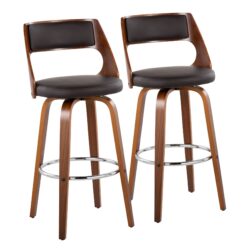 Cecina - Mid-Century Modern Barstool With Swivel (Set of 2) - Walnut / Brown