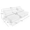 Elegant 3 Seater Sofa With Movable Ottomans Lumbar Pillow Wooden Base - Beige - Image 18