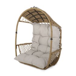 Malia - Outdoor / Indoor Wicker Hanging Chair With Cushion - Brown / Beige