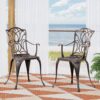 Outdoor Dining Chair With Floral Design And Curved Saber Legs (Set of 2) - Copper - Image 10