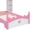 Castle Shaped Bed With Storage Shelf, Dreamy Twin Size Platform Bed For Kids Bedroom - White / Pink - Image 9