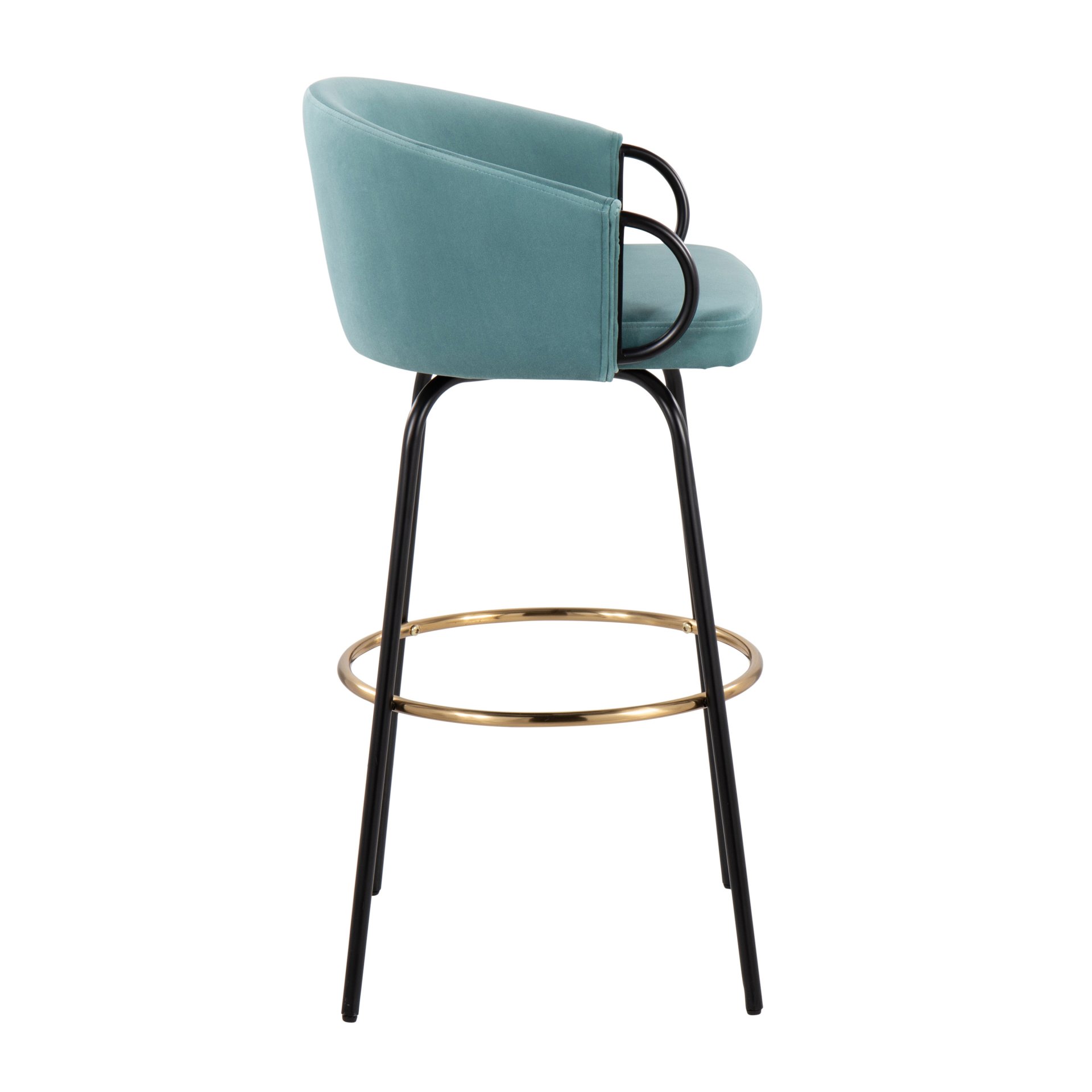 Claire - Contemporary / Glam Barstool With Footrest (Set of 2) - Black / Light Blue - Image 3
