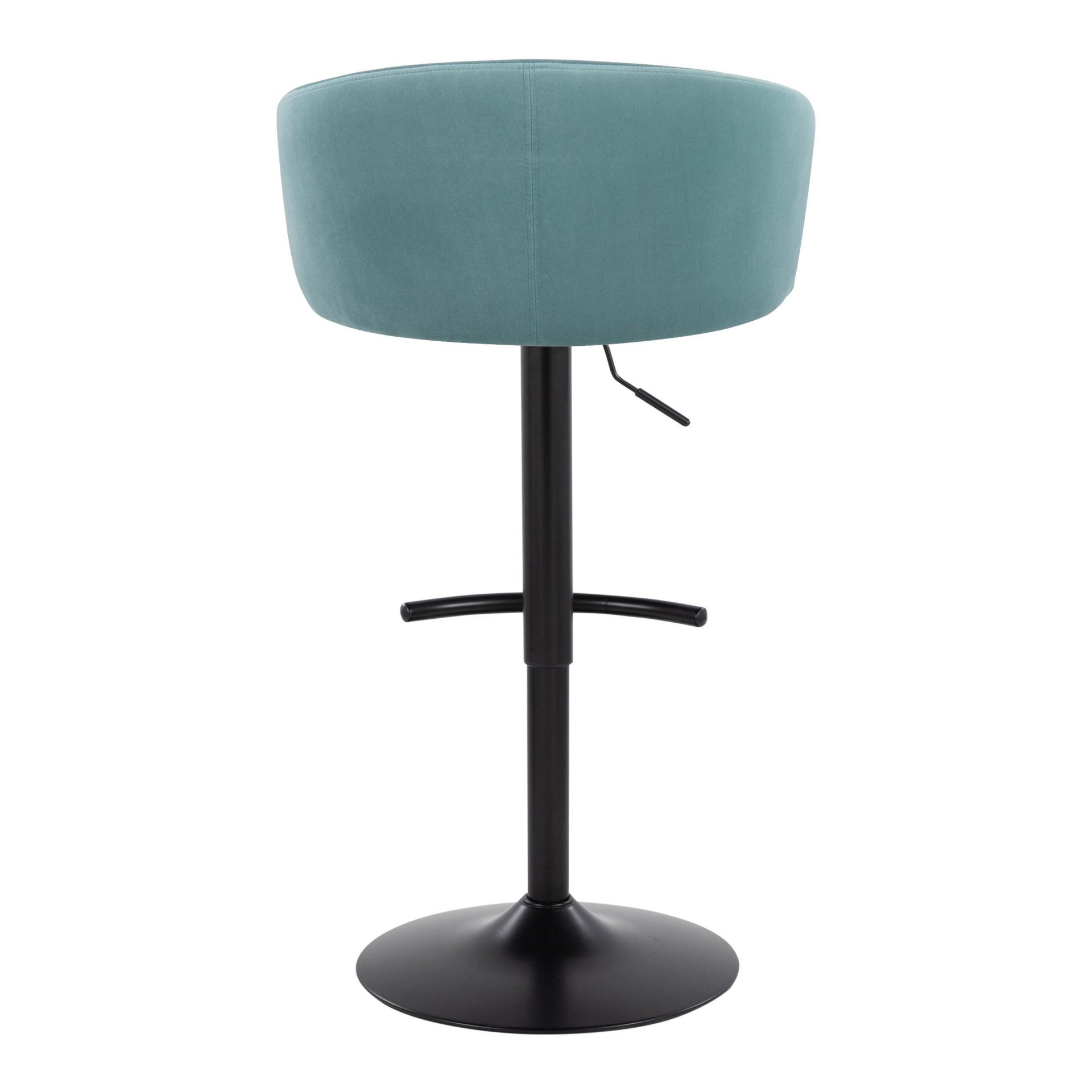 Claire - Contemporary Adjustable Barstool With Swivel With Rounded T Footrest (Set of 2) - Black / Light Blue - Image 5
