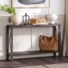 Farmhouse Metal X Entry Table With Lower Shelf - Sable Gray - Image 4
