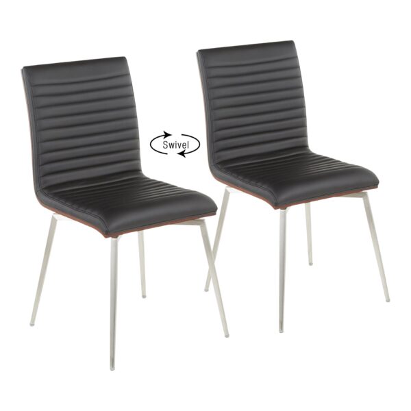 Mason - Contemporary Dining / Chair With Swivel (Set of 2) - Walnut / Black