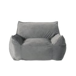 Allea - Velveteen Bean Bag Chair With Armrests - Soft Gray