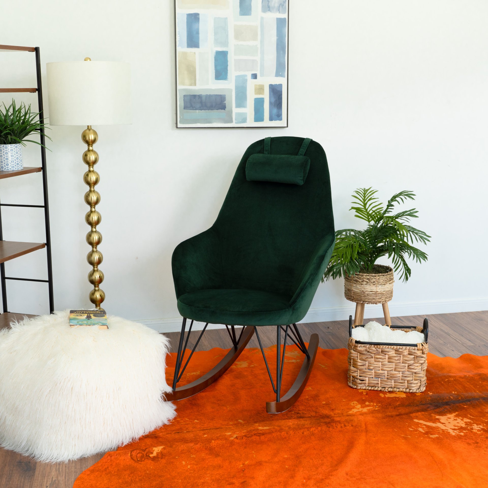 Chloe - Mid Century Modern Rocker Livingroom And Bedroom Chair - Green - Image 3