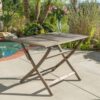 Blissique - Outdoor Foldable Wood Dining Table With Slat Design - Gray - Image 2