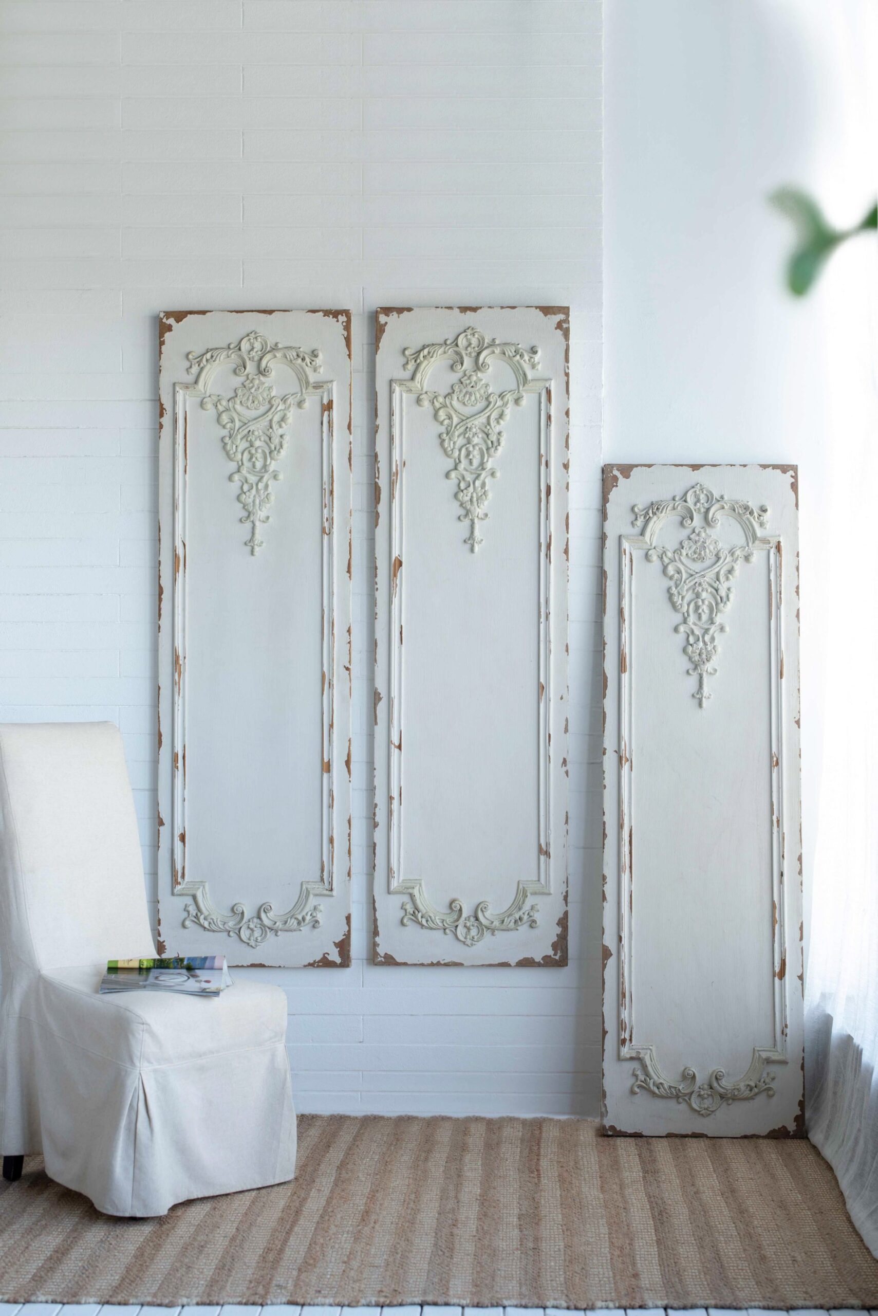Large Wall Art Panel, Rectangle Wall Sculpture, Wall Decor For Living Room Dining Room Office Bedroom (Set of 3) - White - Image 4