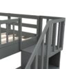 Full Over Full Stairway Bunk Bed With Twin Size Trundle, Storage And Guard Rail For Bedroom - Gray - Image 7