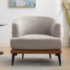 Modern Two-Tone Barrel Chair, Upholstered Round Armchair For Living Room Bedroom Reading Room - Burnt Orange - Image 5
