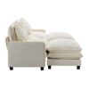 Chenille Upholstered Sectional Sofa With Removable Ottoman, USB Ports, Cup Holders, And Storage - Beige - Image 17