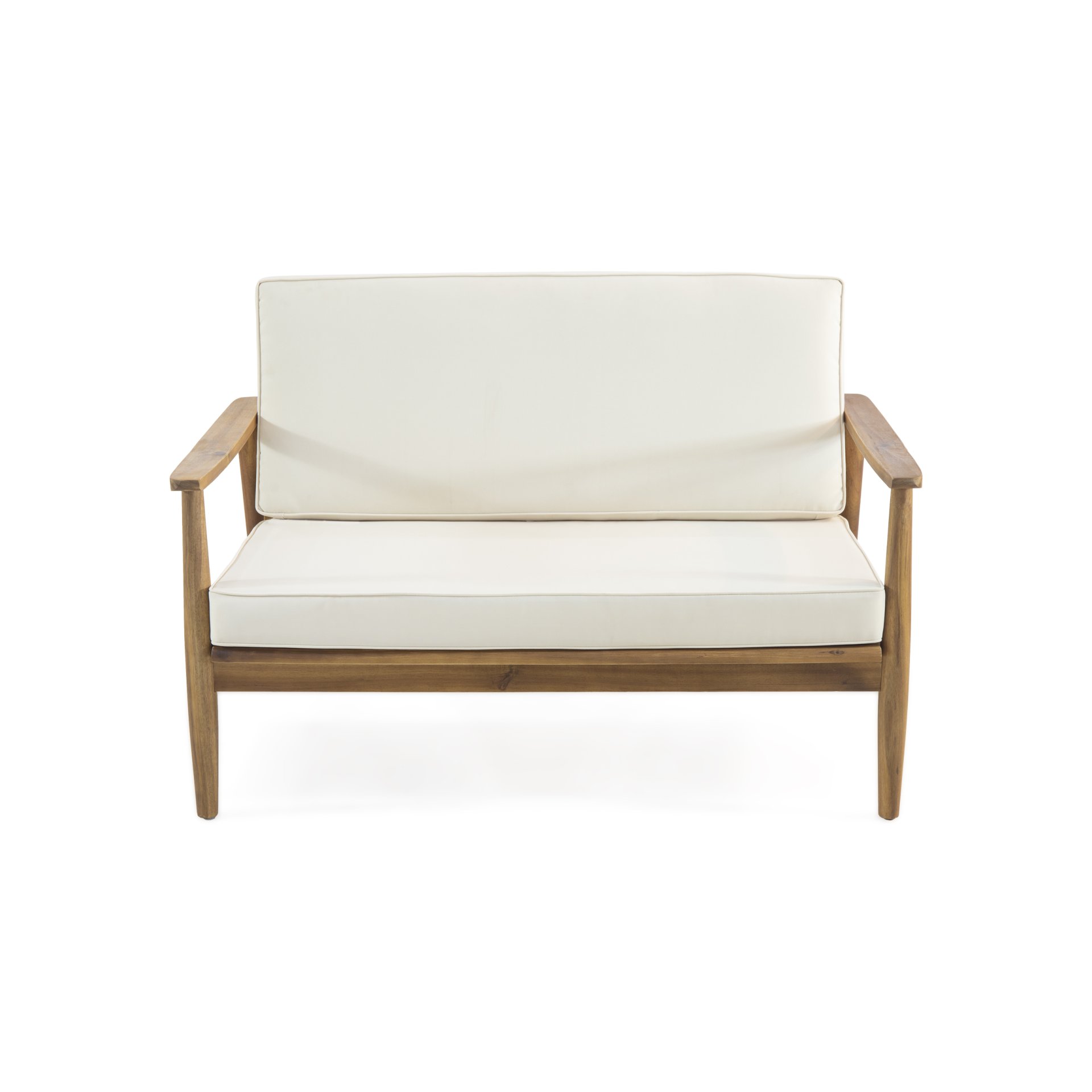 2 Piece Patio Set With Slatted Back Loveseat And Coffee Table - Teak - Image 4