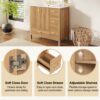 36" Bathroom Vanity, 2 Soft Close Doors, 4 Soft Close Drawers, Adjustable Shelf, Storage Cabinet - Acacia Wood - Image 8