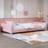 Twin Size Upholstered Daybed, Sherpa Fabric Sofabed With Cloud-Shaped Backrest, No Box - Spring Needed - Pink - Image 4