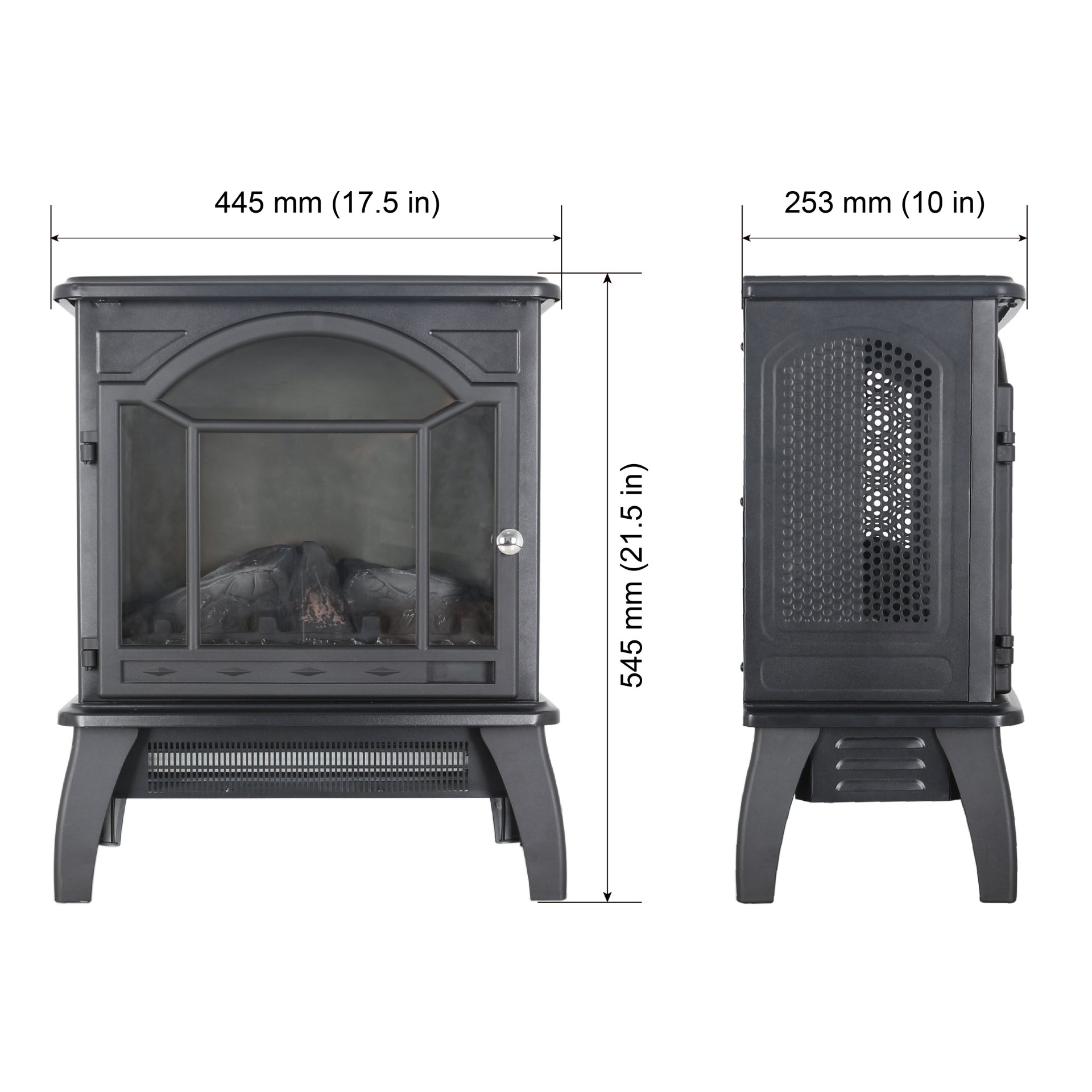 18" 3D Flame Electric Infrared Quartz Fireplace Stove With Remote Control - Antique Black - Image 5
