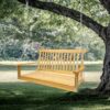 Front Porch Swing With Armrests For Outdoor Patio, Garden Yard, Backyard Or Sunroom - Teak - Image 2