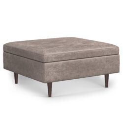 Shay - Mid Century Large Square Coffee Table Storage Ottoman - Gray